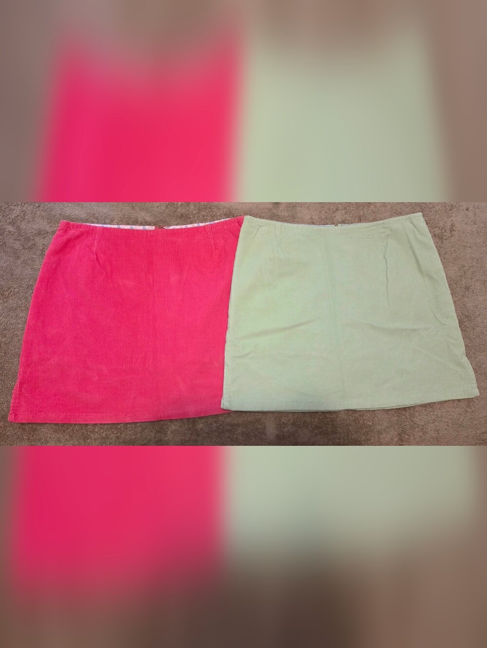 Vineyard Vines 2 Girl's Green Pink Corduroy Straight Skort Skirt Size 14 Preppy